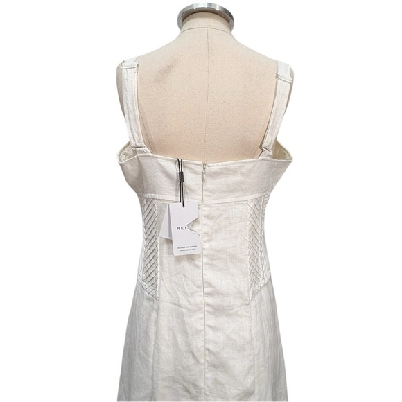 Reiss Etta Linen Sleeveless Corset Midi Dress White Size 10 NEW - Picture 8 of 13